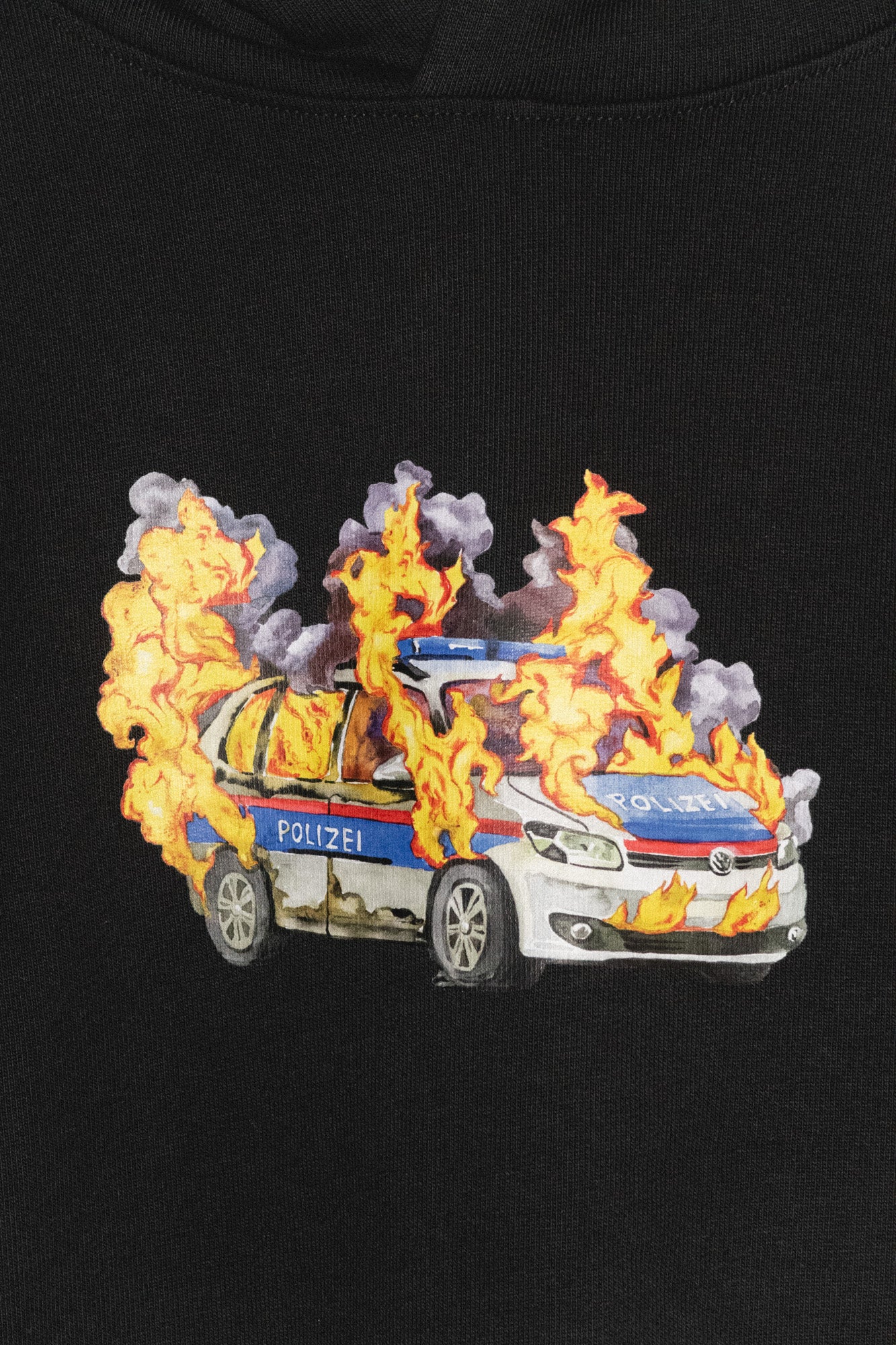 BURNING POLICE CAR OVERSIZED HOODIE